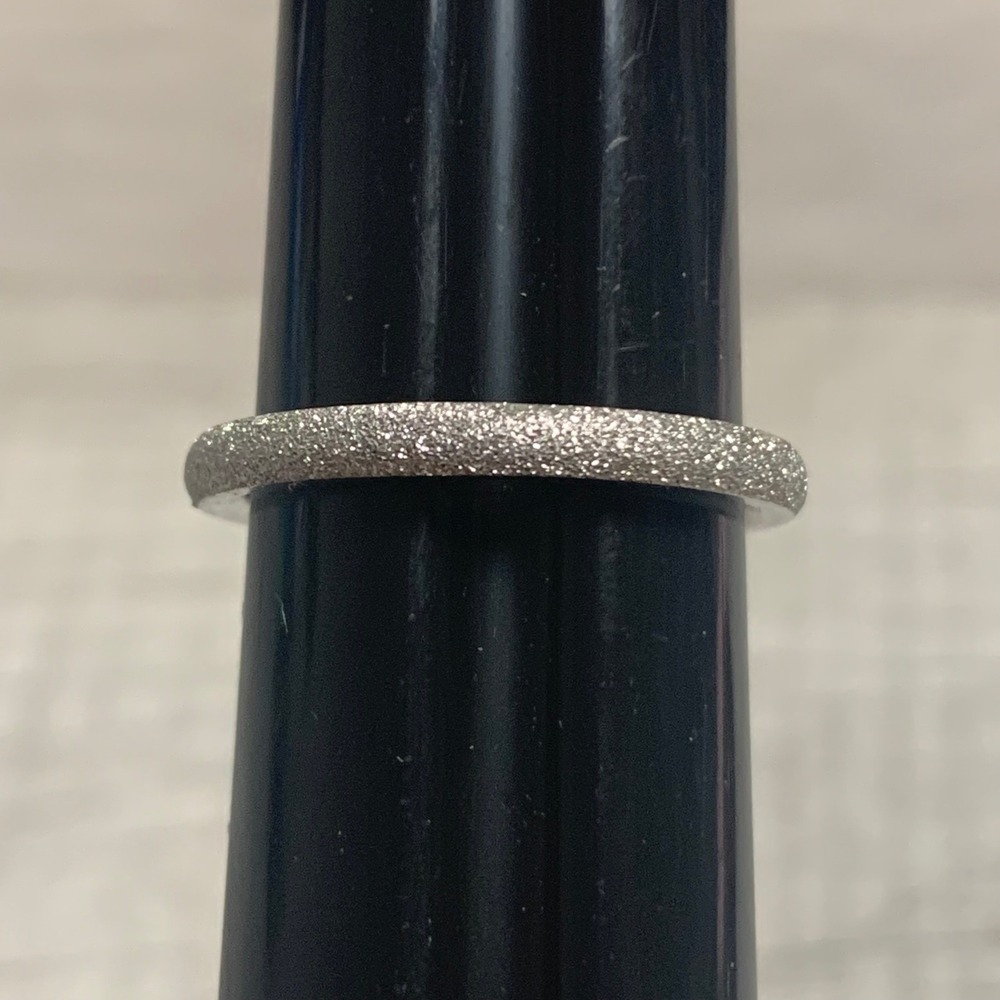 Silver Tone Frosted Stardust Textured Band Ring Size 9 Minimalist Stackable